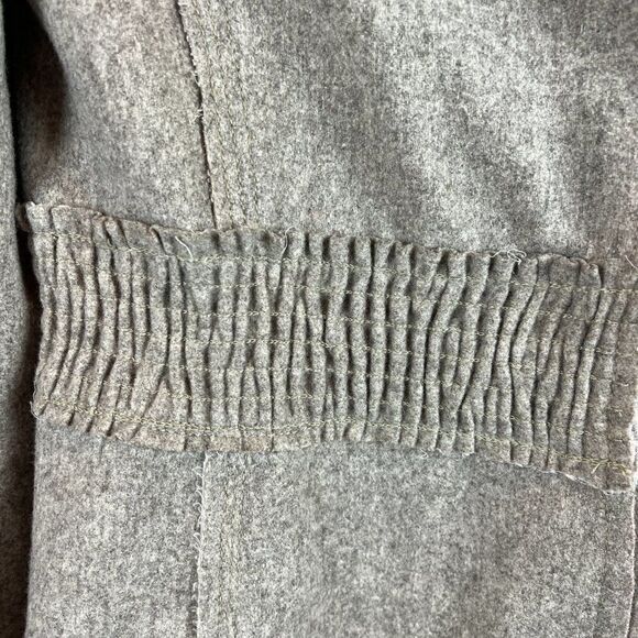 POLECI gray wool blend lined flared sleeve pocket elastic waist classic coat 4 - Picture 4 of 14